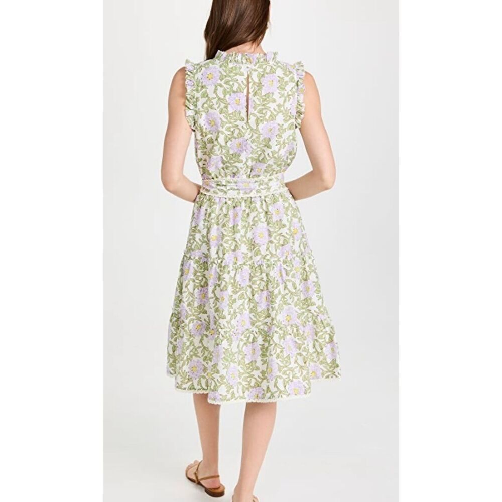 Roller Rabbit Daphne green and purple Floral midi dress size M - Picture 2 of 10